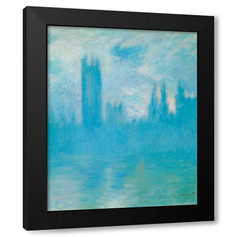 Houses of Parliament 1900 Black Modern Wood Framed Art Print by Monet, Claude