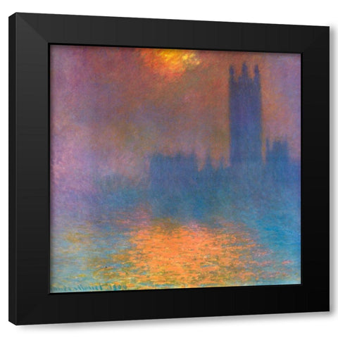 Houses of Parliament 1904 Black Modern Wood Framed Art Print with Double Matting by Monet, Claude