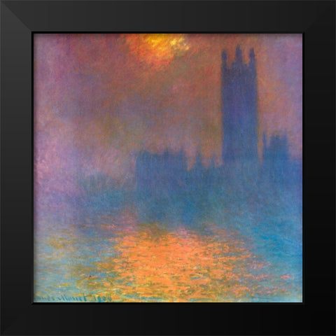 Houses of Parliament 1904 Black Modern Wood Framed Art Print by Monet, Claude
