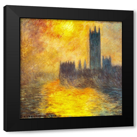 Houses of Parliament at Sunset 1904 Black Modern Wood Framed Art Print by Monet, Claude