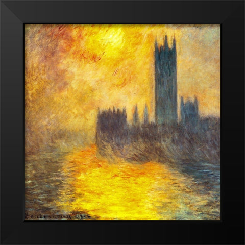 Houses of Parliament at Sunset 1904 Black Modern Wood Framed Art Print by Monet, Claude