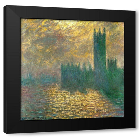 Houses of Parliament-London 1900 Black Modern Wood Framed Art Print by Monet, Claude