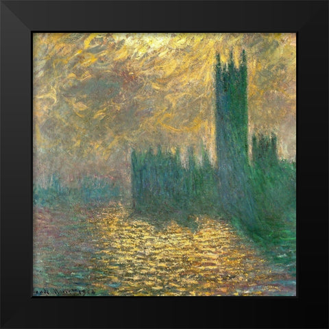 Houses of Parliament-London 1900 Black Modern Wood Framed Art Print by Monet, Claude