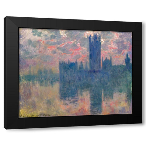 Houses of Parliament-Sunset 1902 Black Modern Wood Framed Art Print with Double Matting by Monet, Claude