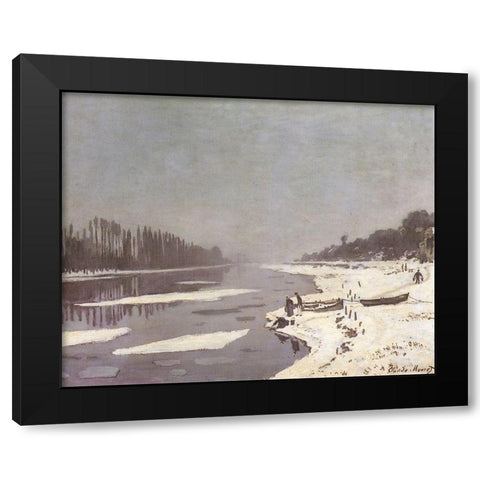 Ice on the Seine at Bougival 1868 Black Modern Wood Framed Art Print with Double Matting by Monet, Claude