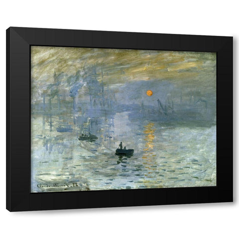 Impression-Sunrise 1872 Black Modern Wood Framed Art Print with Double Matting by Monet, Claude