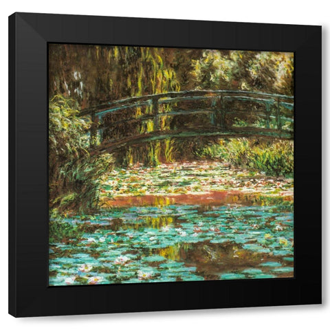 Japanese bridge at Giverny 1899 Black Modern Wood Framed Art Print with Double Matting by Monet, Claude