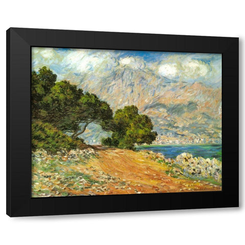 La Corniche de Monaco 1884 Black Modern Wood Framed Art Print with Double Matting by Monet, Claude