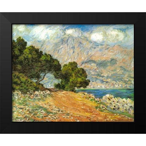 La Corniche de Monaco 1884 Black Modern Wood Framed Art Print by Monet, Claude