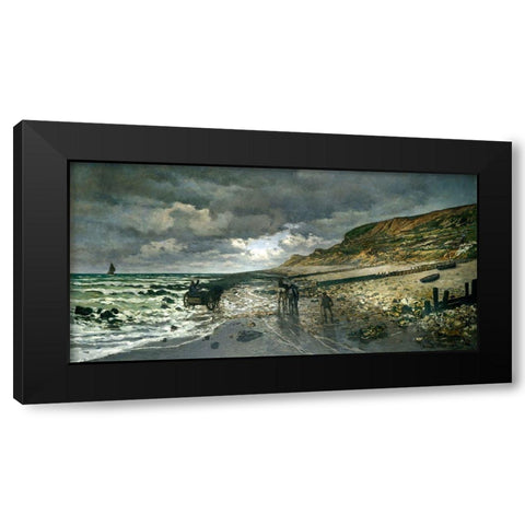 La Pointe de la Heve 1865 Black Modern Wood Framed Art Print with Double Matting by Monet, Claude