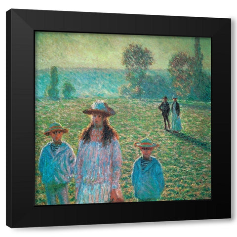 Landscape with figures 1888 Black Modern Wood Framed Art Print with Double Matting by Monet, Claude