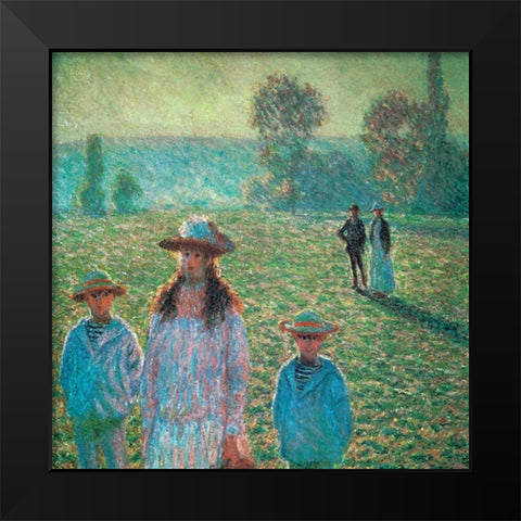 Landscape with figures 1888 Black Modern Wood Framed Art Print by Monet, Claude