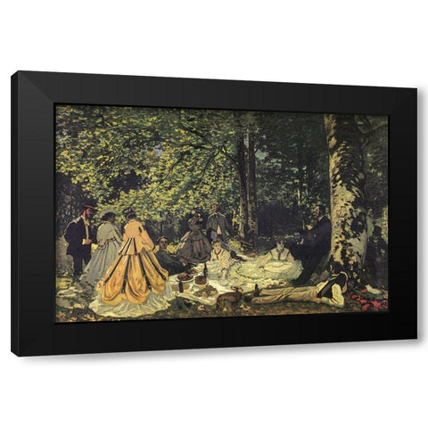 Luncheon on the grass study 1865 Black Modern Wood Framed Art Print with Double Matting by Monet, Claude