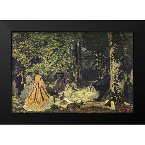 Luncheon on the grass study 1865 Black Modern Wood Framed Art Print by Monet, Claude