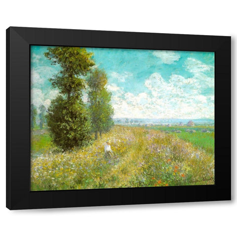 Meadow with Poplars 1875 Black Modern Wood Framed Art Print with Double Matting by Monet, Claude