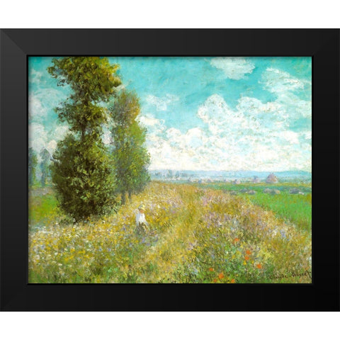Meadow with Poplars 1875 Black Modern Wood Framed Art Print by Monet, Claude