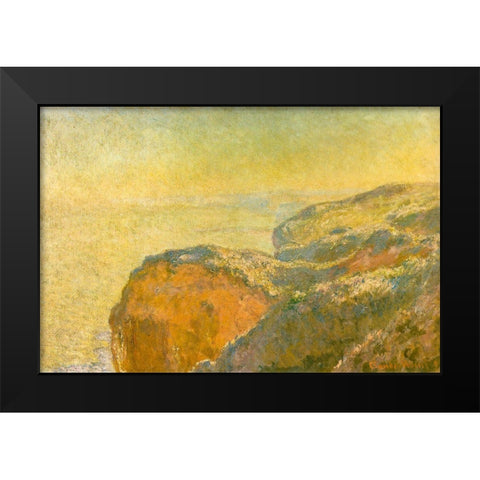 On the cliffs-Dieppe 1897 Black Modern Wood Framed Art Print by Monet, Claude