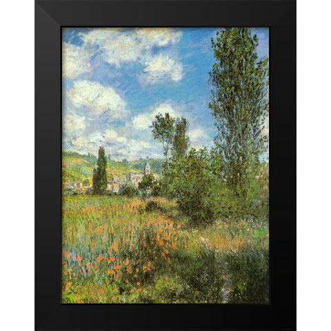 Path in Ile St-Martin-Vetheuil 1881 Black Modern Wood Framed Art Print by Monet, Claude