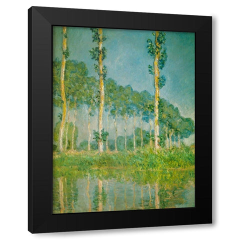 Pink Poplars 1891 Black Modern Wood Framed Art Print with Double Matting by Monet, Claude