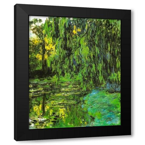 Pond with Willow Tree 1918 Black Modern Wood Framed Art Print with Double Matting by Monet, Claude