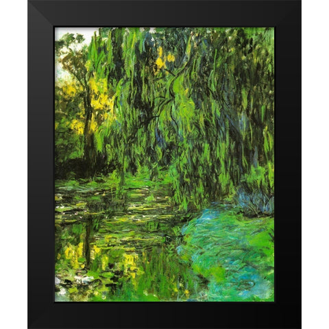 Pond with Willow Tree 1918 Black Modern Wood Framed Art Print by Monet, Claude