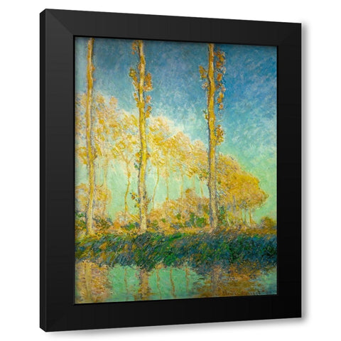Poplars 1891 Black Modern Wood Framed Art Print with Double Matting by Monet, Claude