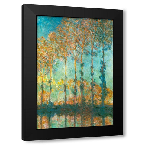Poplars on River Epte 1891 Black Modern Wood Framed Art Print with Double Matting by Monet, Claude