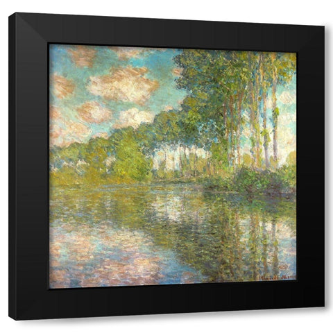 Poplars on the Epte 1891 Black Modern Wood Framed Art Print with Double Matting by Monet, Claude
