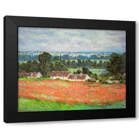 Poppies-Giverny 1885 Black Modern Wood Framed Art Print with Double Matting by Monet, Claude