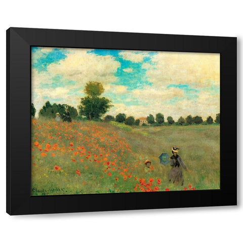 Poppy Field 1873 Black Modern Wood Framed Art Print with Double Matting by Monet, Claude