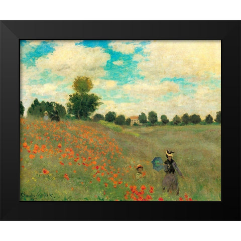Poppy Field 1873 Black Modern Wood Framed Art Print by Monet, Claude