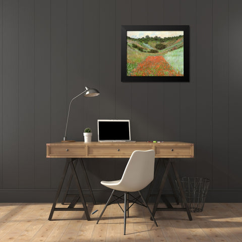 Poppy field near Giverny 1885 Black Modern Wood Framed Art Print by Monet, Claude