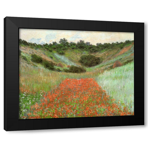 Poppy field near Giverny 1885 Black Modern Wood Framed Art Print with Double Matting by Monet, Claude