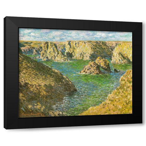 Port Donnant-Belle-Ile 1887 Black Modern Wood Framed Art Print with Double Matting by Monet, Claude