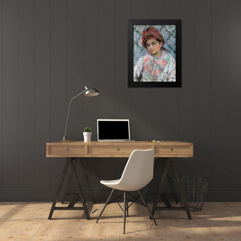 Portrait of Blanche Hoschede 1880 Black Modern Wood Framed Art Print by Monet, Claude
