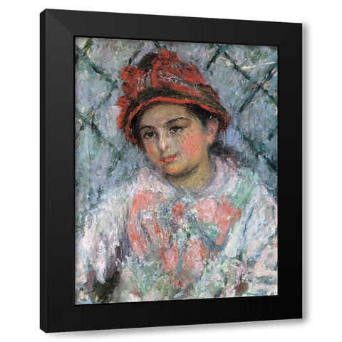 Portrait of Blanche Hoschede 1880 Black Modern Wood Framed Art Print with Double Matting by Monet, Claude