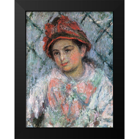 Portrait of Blanche Hoschede 1880 Black Modern Wood Framed Art Print by Monet, Claude