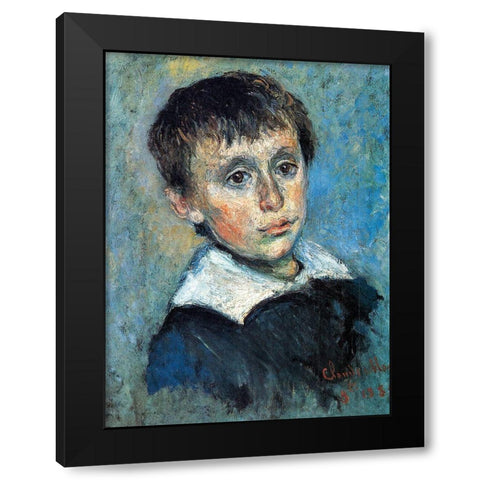 Portrait of Jean Monet 1880 Black Modern Wood Framed Art Print with Double Matting by Monet, Claude