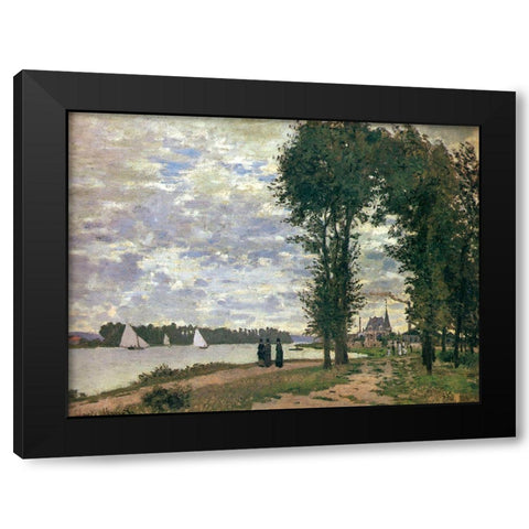 Promenade along the Seine 1872 Black Modern Wood Framed Art Print by Monet, Claude