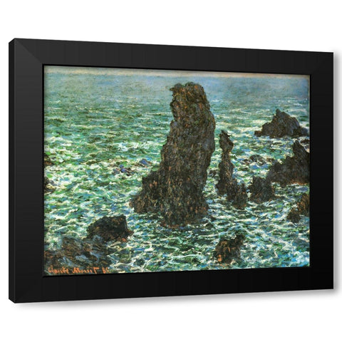 Pyramides at Port-Coton 1886 Black Modern Wood Framed Art Print with Double Matting by Monet, Claude
