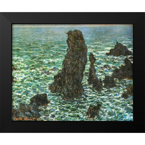 Pyramides at Port-Coton 1886 Black Modern Wood Framed Art Print by Monet, Claude