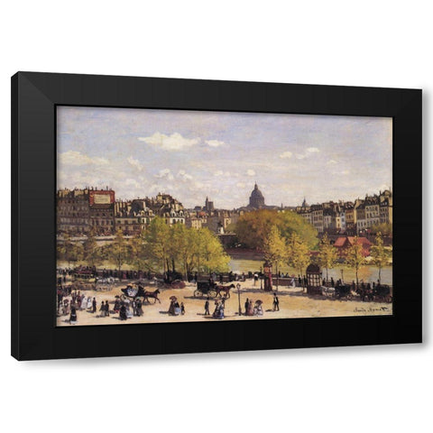 Quai du Louvre 1867 Black Modern Wood Framed Art Print by Monet, Claude