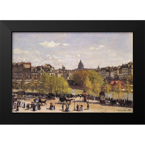 Quai du Louvre 1867 Black Modern Wood Framed Art Print by Monet, Claude