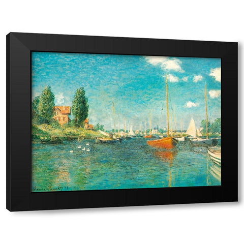Red Boats 1875 Black Modern Wood Framed Art Print with Double Matting by Monet, Claude