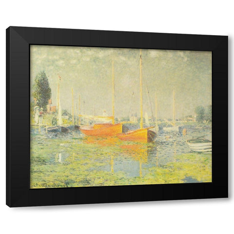 Red Boats-Argenteuil 1875 Black Modern Wood Framed Art Print with Double Matting by Monet, Claude