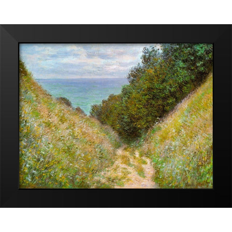 Road at La Cavee-Pourville 1882 Black Modern Wood Framed Art Print by Monet, Claude
