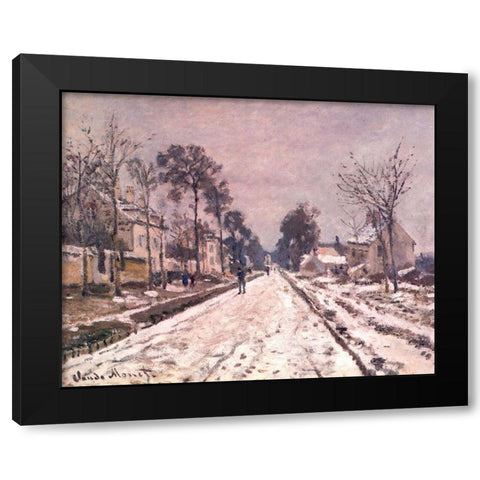 Road to Louveciennes in snow 1869 Black Modern Wood Framed Art Print with Double Matting by Monet, Claude