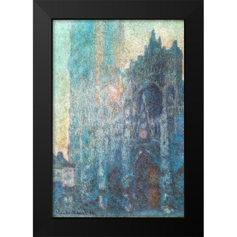 Rouen Cathedral in sunlight 1894 Black Modern Wood Framed Art Print by Monet, Claude