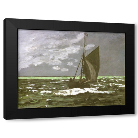 Seascape-storm 1866 Black Modern Wood Framed Art Print with Double Matting by Monet, Claude