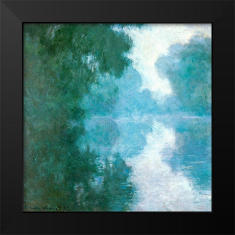 Seine at Giverny-morning mists 1897 Black Modern Wood Framed Art Print by Monet, Claude